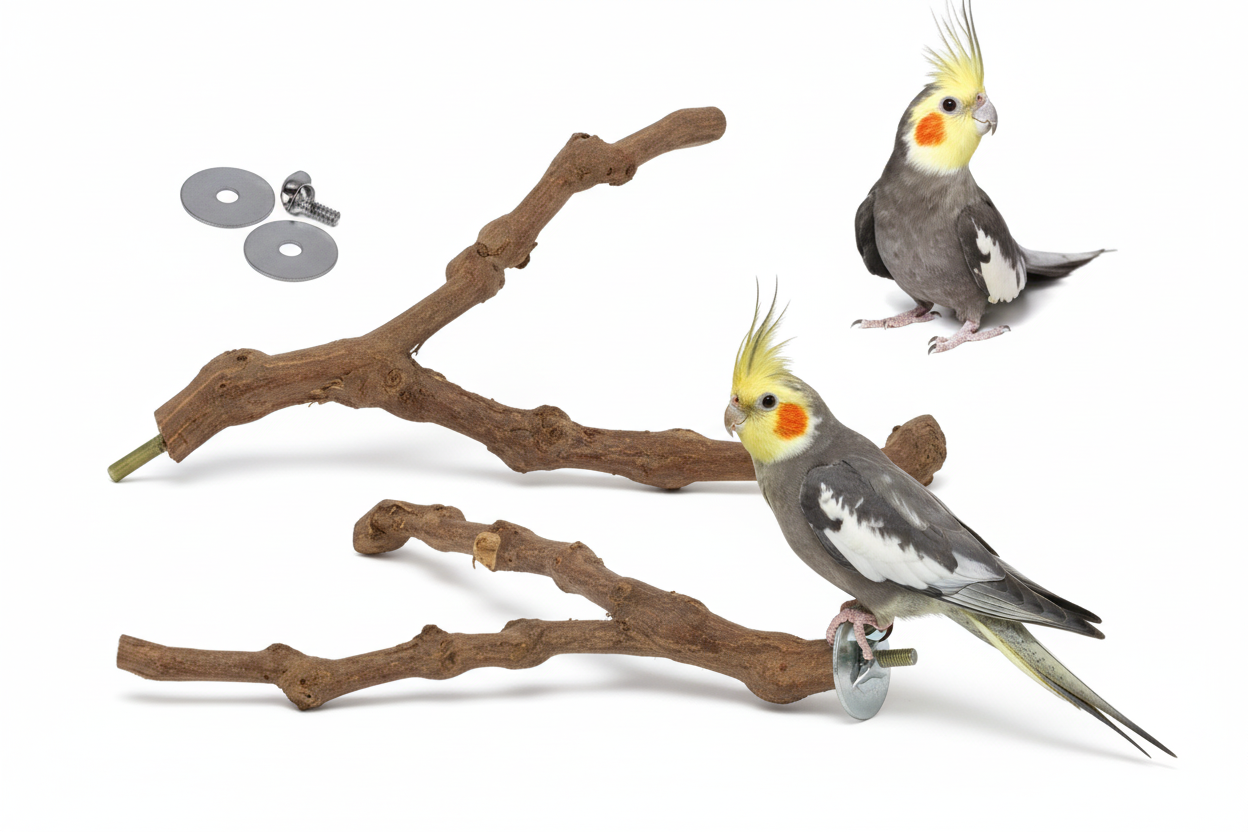 Lot de 2 Perchoir en bois naturel pour oiseaux – stimulation & confort des pattes