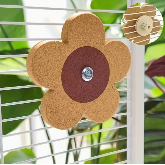 Fleur en liège pour oiseaux – Jouet interactif à mâcher
